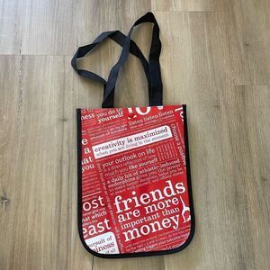 🖤 Lululemon Red Manifesto Reusable Shopping Tote Lunch Bag 9” X  12” Friends